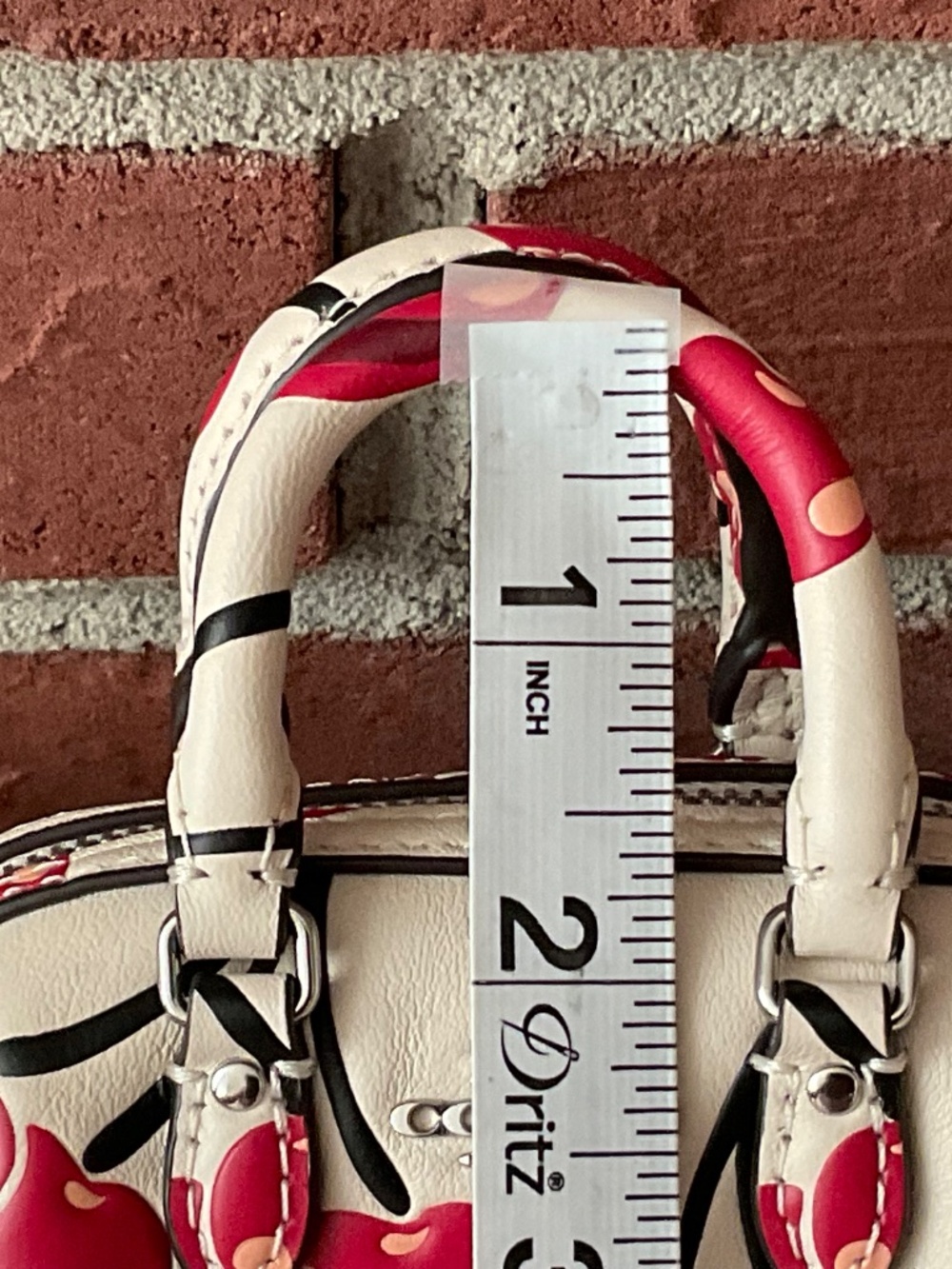 Coach Rowan Mini Bag Charm Cherry Print Leather Silver Hardware Multi NWT - Picture 9 of 16